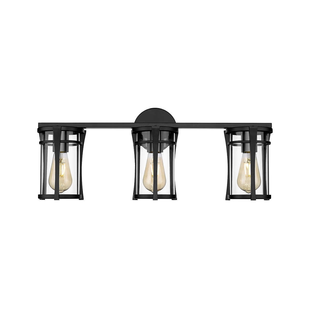 Joakim Black Metal and Glass 3-Light Vanity Fixture