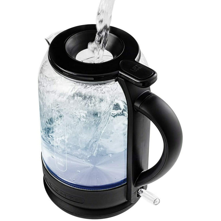 OVENTE 1.5 L Electric Hot Water Glass Kettle, ProntoFill Tech, Coffee & Tea  Maker, Black KG516B