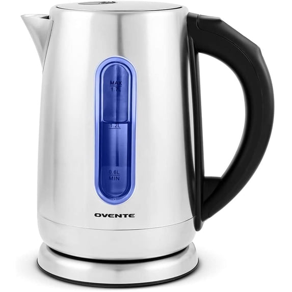 OVENTE Electric Kettle, 1.7L Stainless Steel Water Boiler and Heater with 1100W Power, Temperature Control, Keep Warm Function, Auto Shut-Off, Boil-Dry Protection and Cordless Serving, Silver KS58S