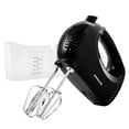 thumbnail image 1 of OVENTE 5-Speed Electric Hand Mixer with Storage Case,150W, Black HM151B | Stainless Steel Whisks, Compact Portable Design, Lightweight Handheld Mixer for Baking & Cooking, 1 of 9