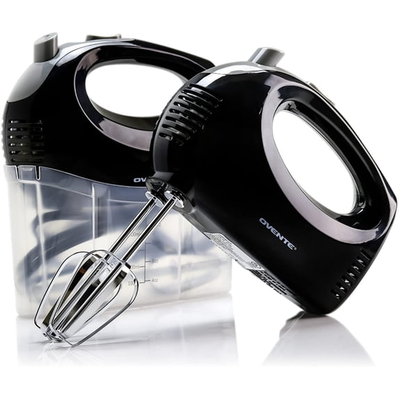 OVENTE 1.8 lb Portable 5 Speed Mixing Electric Hand Mixer, Perfect for Baking, New- Black HM151B