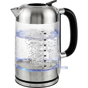 OVENTE 1.8L Glass Electric Kettle Water Boiler, Silver KG71S | 1500W Fast Boiling, Easy Fill Lid, Borosilicate Glass, BPA-Free, Blue LED, Auto Shut-Off, Boil-Dry Protection, Cordless