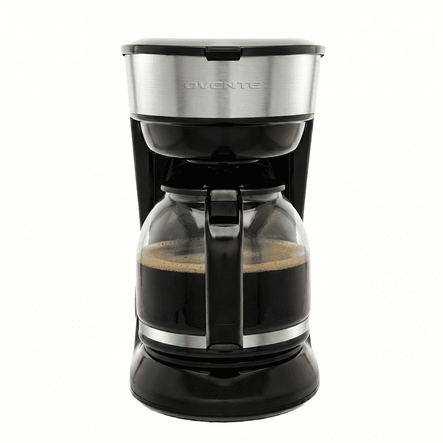 OVENTE 12-Cup Drip Coffee Maker with Easy On/Off Switch, Black CM412B | Anti-Drip System, Heat-Resistant Borosilicate Glass Carafe, Reusable Filter, Water Level Indicator, Ideal for Home or Office