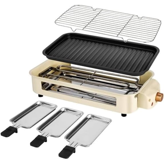 OVENTE 2-in-1 Electric Indoor Grill, 1500W Smokeless Korean BBQ Griddle ...