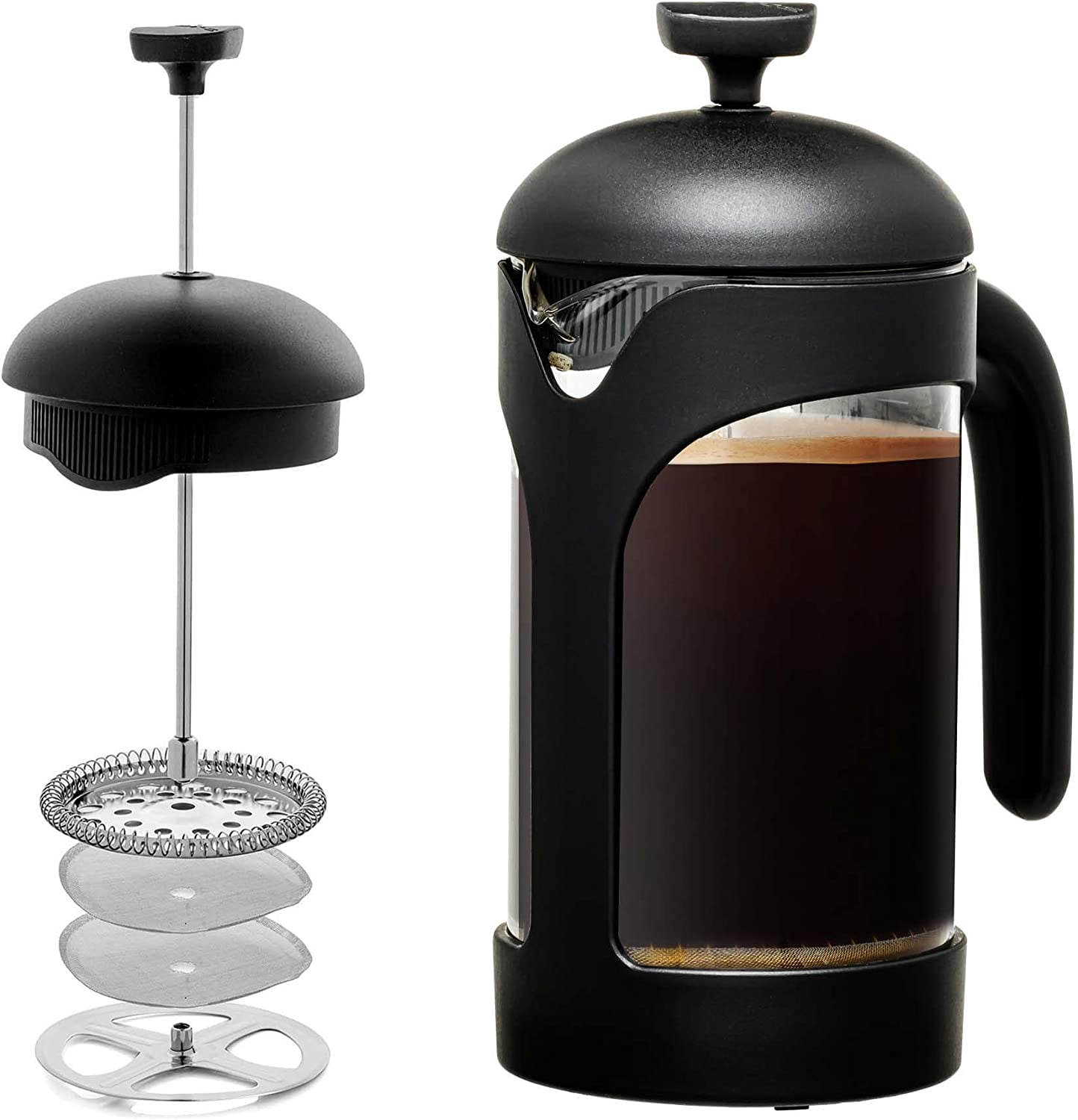 OVENTE 12 Ounce 2.85 x 4.75 x 7.13 French Press Coffee, Tea and Espresso  Maker, Black FPB12B