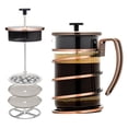 thumbnail image 1 of OVENTE French Press Coffee Maker 27 Ounce with Heat Resistant Borosilicate Glass, Stainless Steel Design and 4-Level Filter System, Portable Cold Brewer Pot for Travel, Camping or Gift, Copper FSW27C, 1 of 8