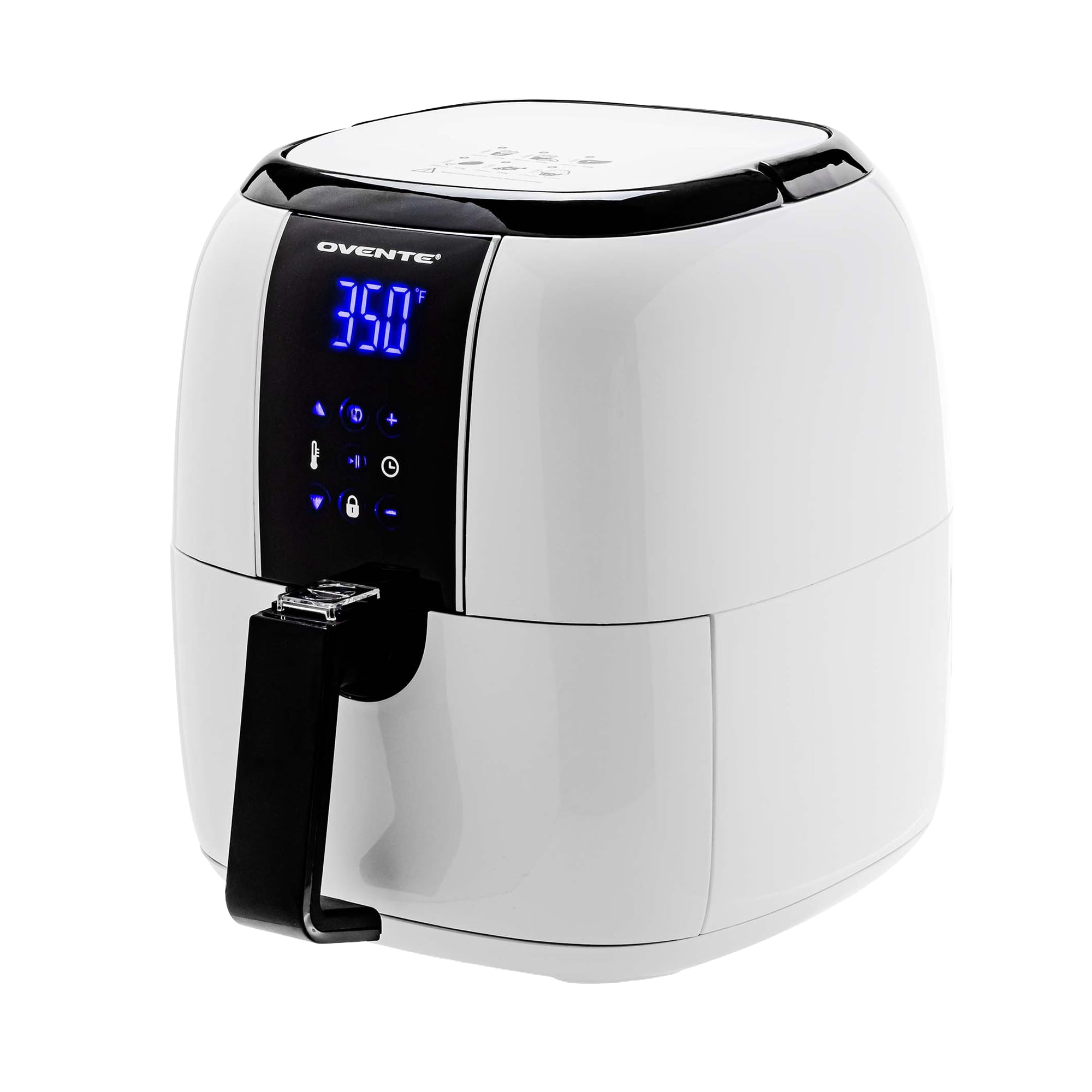OVENTE 3.2 Qt Compact Digital Air Fryer, 1400W Power, White FAD61302W | Electric Hot Cooker, LED Touch Screen, Auto Shutoff, Dishwasher Safe Nonstick Basket, Perfect for Healthy Food