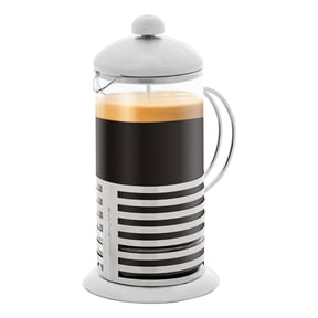 OVENTE French Press Coffee Maker 34 Ounce with Heat Resistant Borosilicate Glass, Stainless Steel Design and 4-Level Filter System, Portable Cold Brewer Pot for Travel, Camping or Gift, Silver FSH34S