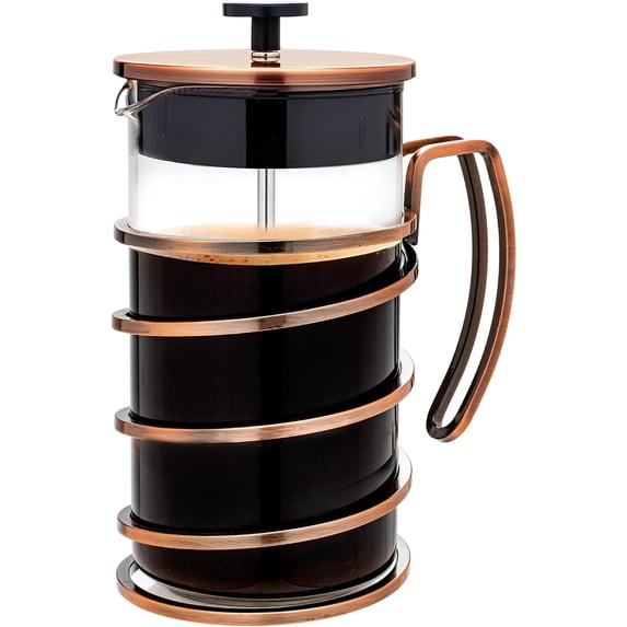 OVENTE 34 Ounce French Press Coffee & Tea Maker, Borosilicate Heat Resistant Glass, Copper FSW34C