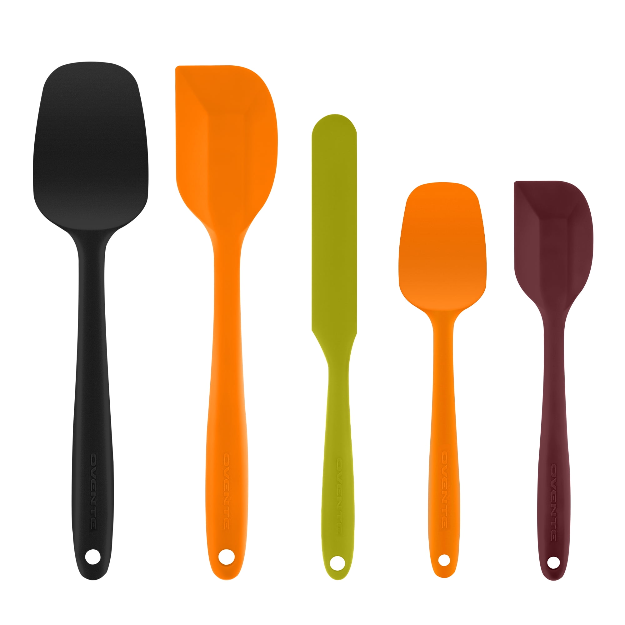 OVENTE Silicone Spatula Set of 5, Heat Resistant, Multicolor SP12305LBGOPR | Food Grade Rubber Spatula, BPA-Free and Dishwasher Safe, Nonstick Kitchen Utensils for Baking, Cooking and Mixing