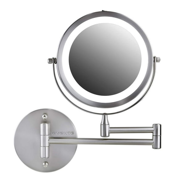OVENTE 6.8" Lighted Wall Mount Makeup Mirror - Double Sided Round LED with 1X & 10X Magnifier MFW70BR1X10X