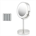 thumbnail image 1 of OVENTE 6" Lighted Vanity Mirror, Table Top, 1X 7X Magnification, Double Sided Spinning, Nickel Brushed MLT60BR1X7X, 1 of 11