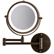 OVENTE Wall Mounted Lighted Makeup Mirror, 7" Double Sided 1X/7X Magnifying Vanity Mirror for Bathroom with LED Lights, Cordless, 360° Rotation and 13" Extendable Arm, Antique Bronze MFW70ABZ1X7X