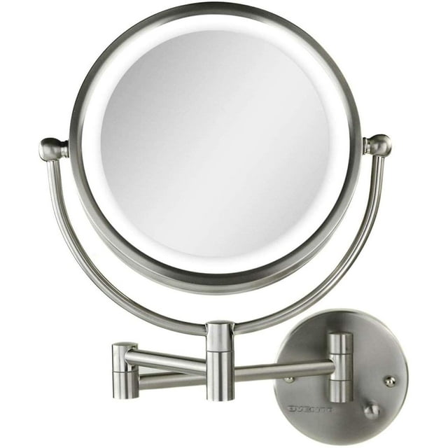 OVENTE 8.5'' Hardwired Lighted Wall Mount Makeup Mirror, 1X & 7X