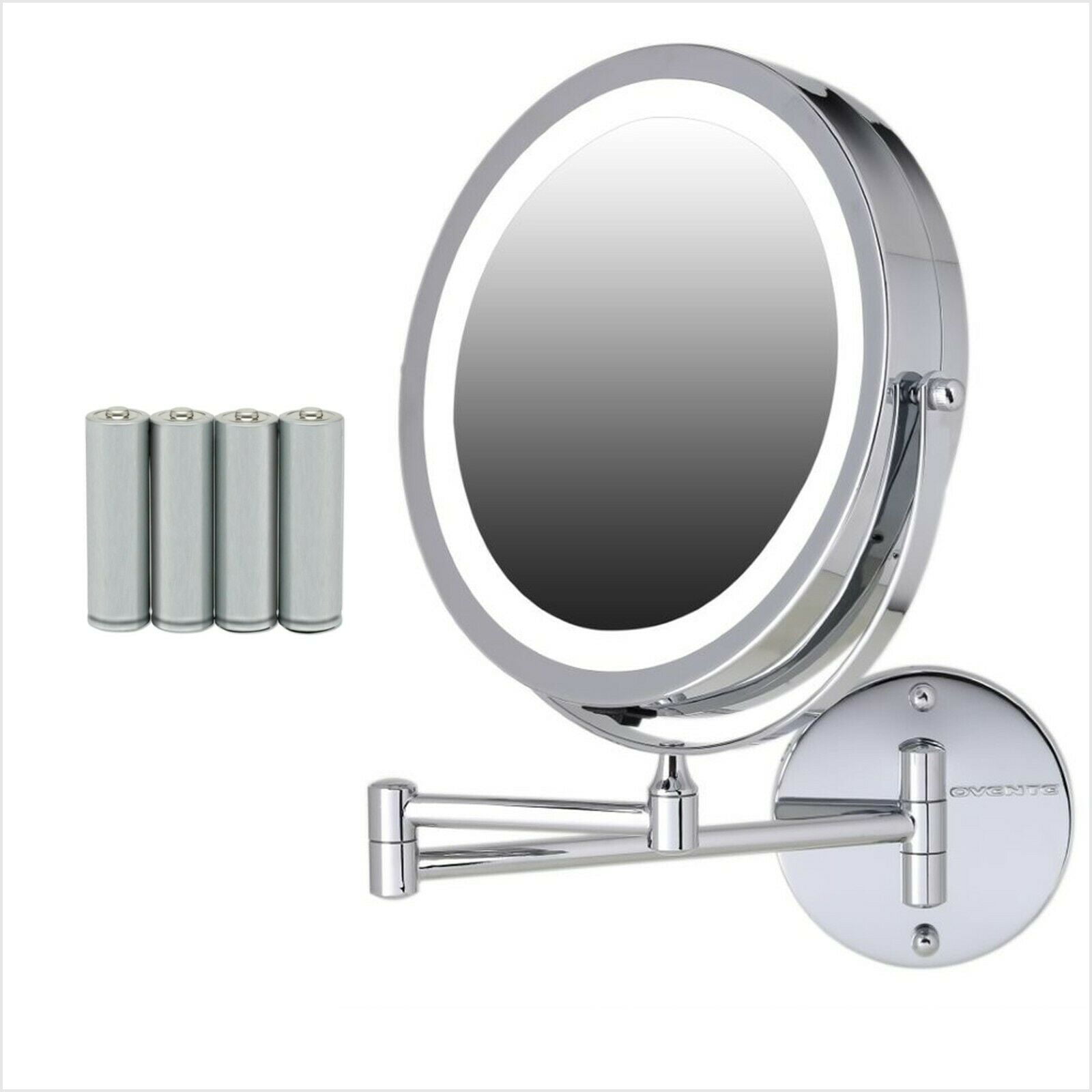GloRiastar Cordless LED Wall Mounted Makeup Mirror with 1x 10x Magnification,Bt Powered, no Power Cord Required.360° Swivel Extendable Cosm - 1
