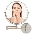 thumbnail image 1 of OVENTE 9" Wall Mount Makeup Mirror, 1X & 10X Magnifier, Adjustable Spinning Double Sided Round Reflection, Extend, Retractable & Folding Arm, Bathroom & Vanity Décor, Nickel Brushed MNLFW90BR1X10X, 1 of 9
