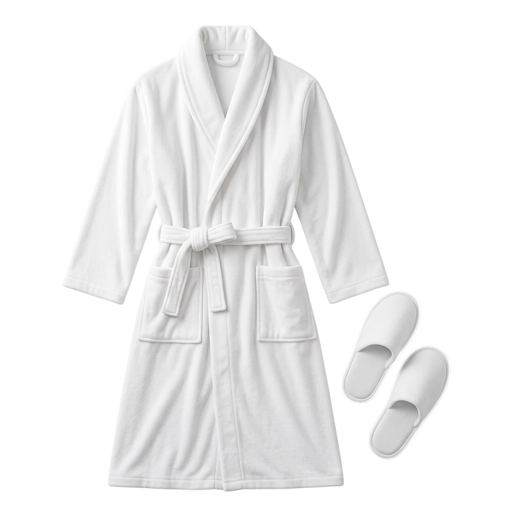 OVENTE Coral Fleece Bathrobe with Slipper Set, White BRFS1047W | Soft and Absorbent Robe for Men and Women, Lightweight, Unisex, Perfect for Spa or Bathroom Accessories and Home Essentials