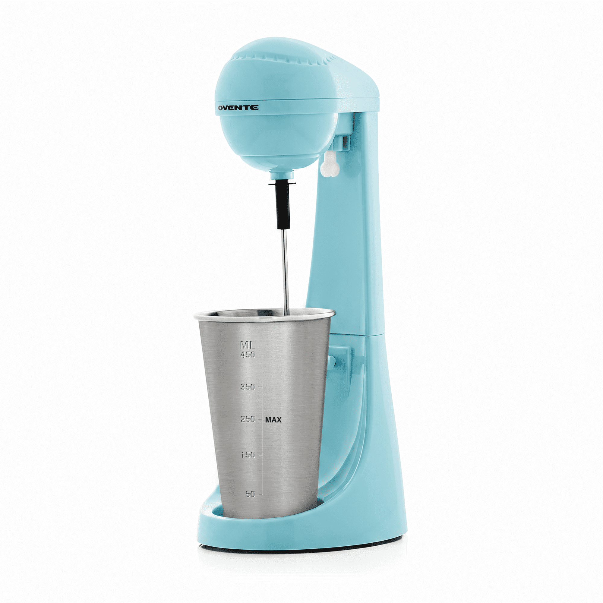 OVENTE Classic Milkshake Maker Machine, 15.2 oz, 100W, Blue MS2070BL | With 2 Speed Settings, Stainless Steel Mixing Cup & Rod, Electric Drink Mixer Ideal for Malted Milk, Protein Shakes & More