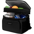 thumbnail image 1 of OVENTE Collapsible Soft Cooler Bag, Insulated Lunch Bag with Double-Deck Leakproof Compartments, Waterproof Exterior, Portable for Work, Travel, Beach, Camping and Road Trips, Black CCBI024B, 1 of 8