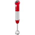 thumbnail image 1 of OVENTE Cordless Immersion Hand Blender, 300W Rechargeable Handheld Portable Stick Mixer with Speed Pulse Activating Sensor and Stainless Steel Blades for Smoothies, Shakes or Baby Food, Red HR995R, 1 of 6