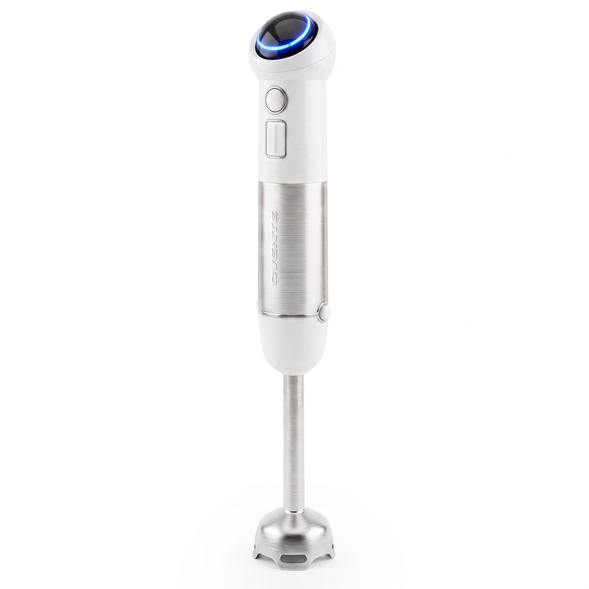 OVENTE Cordless Immersion Hand Blender, 300W Rechargeable White HR995W | Handheld Portable Mixer with Speed Pulse Activating Sensor and Stainless Steel Blades for Smoothies, Shakes, or Baby Food