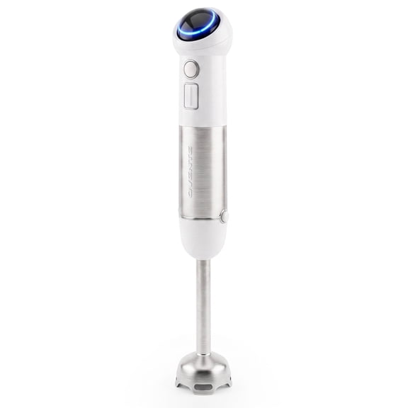 OVENTE Cordless Immersion Hand Blender, 300W Rechargeable White HR995W | Handheld Portable Mixer with Speed Pulse Activating Sensor and Stainless Steel Blades for Smoothies, Shakes, or Baby Food