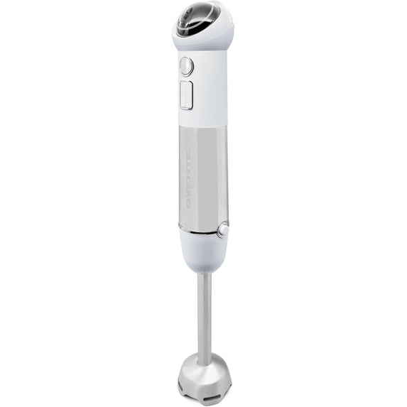 OVENTE Cordless Immersion Hand Blender, 300W Rechargeable Handheld Portable Stick Mixer with Speed Pulse Activating Sensor and Stainless Steel Blades for Smoothies, Shakes or Baby Food, White HR995W