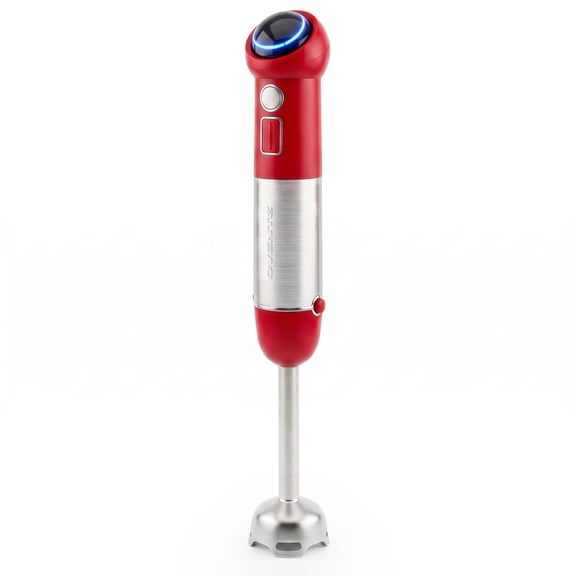 OVENTE Cordless Immersion Hand Blender, 300W Rechargeable Handheld Portable Stick Mixer with Speed Pulse Activating Sensor and Stainless Steel Blades for Smoothies, Shakes or Baby Food, Red HR995R