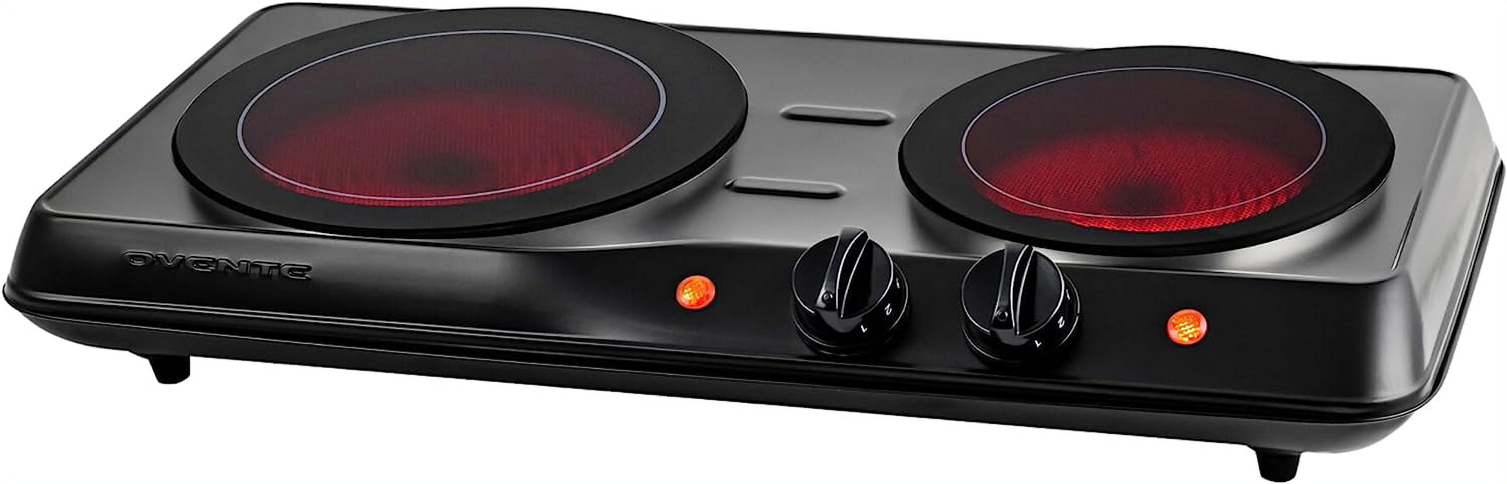 Black Double Burner Electric Induction Plate with Ceramic Glass