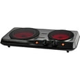 thumbnail image 1 of OVENTE Countertop Infrared Double Burner, 1700W Electric Hot Plate and Portable Stove, Black BGI102B, 1 of 8
