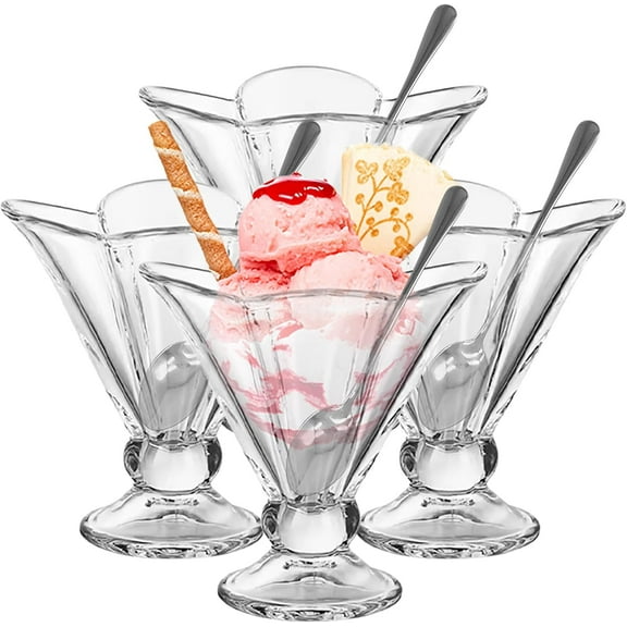 OVENTE Dessert Bowls with Spoons - Convenient Size, Cups for Dessert, Ice Cream - Clear, ICGBSS4