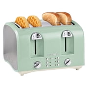 OVENTE Electric 4-Slice Toaster, 6-Shade Settings, Light Blue TS4410LBL | Cancel Button, Defrost Function, Crumb Tray, 1400W Power and Wide Slots Perfect for Bagels, Waffles and Puff Pastry