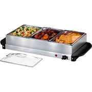 OVENTE Electric Buffet Server and Food Warmer, Three 1.5 Quart Chafing Dish Set with Stainless Steel Warming Tray Perfect for Holidays and Dinners, Silver FW173S