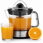 OVENTE Electric Citrus Juicer Machine with 2 Cones for Big and Small Fruit, Pressure Activated, Pulp Control and Easy Pour Spout, Juice Squeezer for Orange, Lemon, Lime or Grapefruit, Black JE2572B