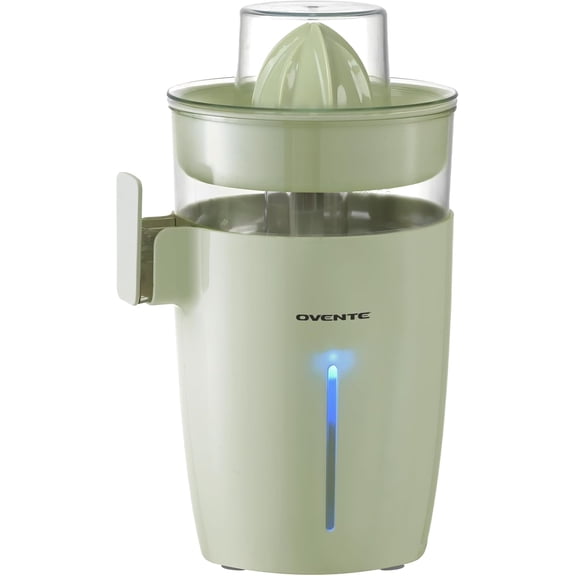 OVENTE Electric Citrus Juicer Machine with Self-Reversing Cones, 40 Watts, 17 oz Capacity, Pulp Control and Easy Pour Spout, Juice Squeezer for Orange, Lemon, Lime or Grapefruit, Green JE44G