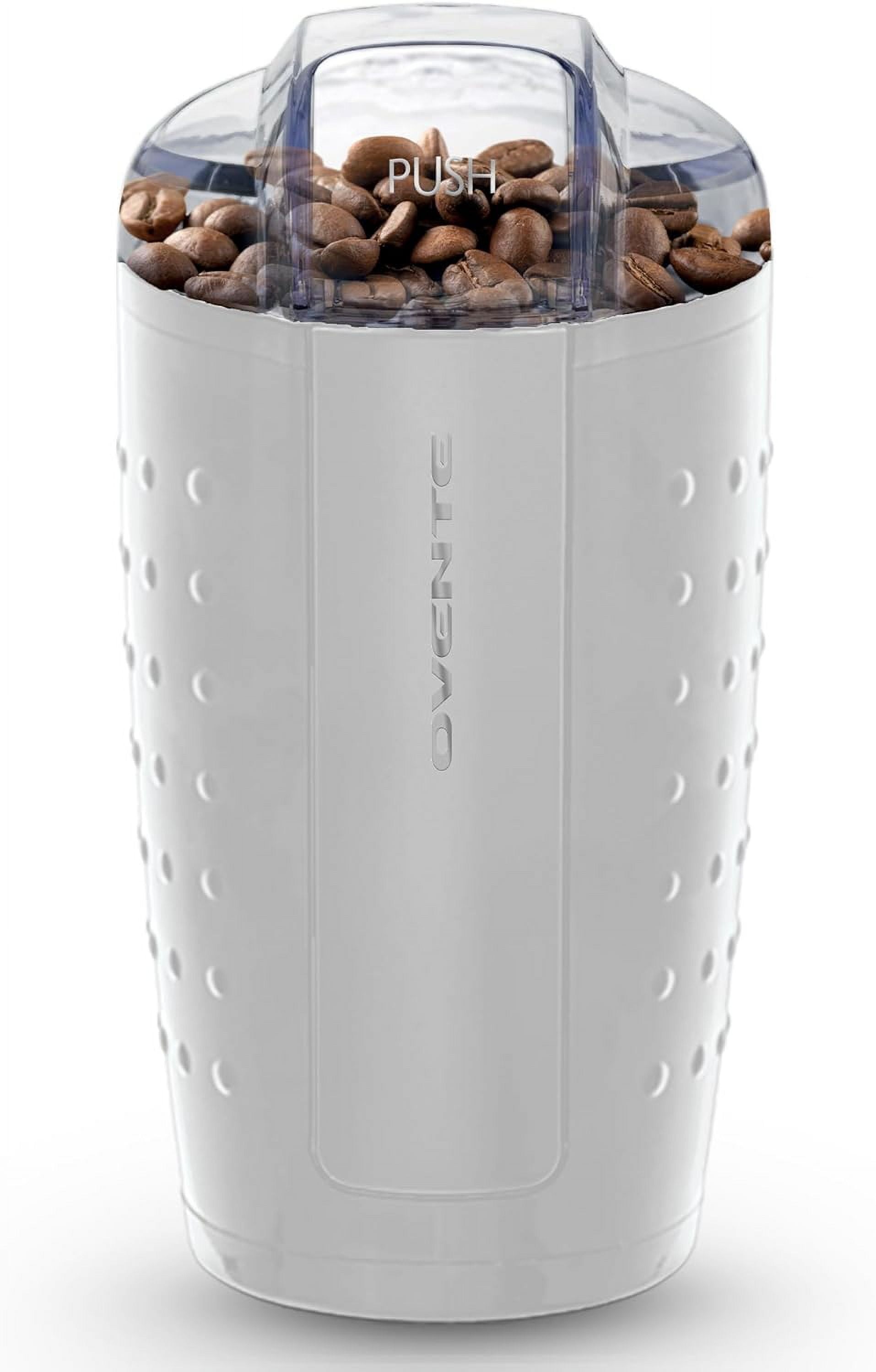 Compact White Electric Coffee Grinder with Stainless Steel Blade