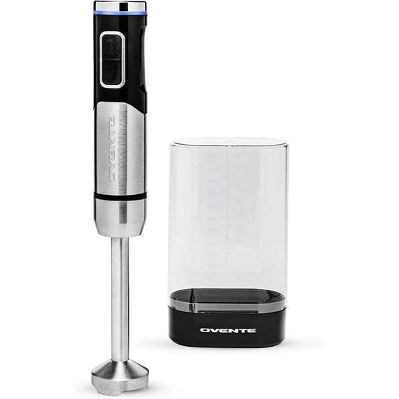 OVENTE Electric Cordless Immersion Hand Blender, 8-Mixing Speed, Rechargeable, New- Black HR981B