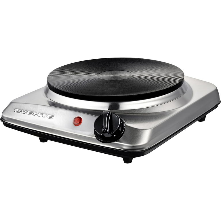 OVENTE Electric Countertop Single Burner, 1000W Cooktop with 7.25 Inch Cast  Iron Hot Plate, 5 Level Temperature Control, Compact Cooking Stove and