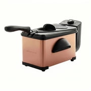 OVENTE Electric Deep Fryer, 2L Capacity, 1500W, Copper FDM2201CO | Lid w/ Viewing Window and Odor Filter, Adjustable Temperature, Removable Frying Basket and Easy to Clean Stainless Steel Body
