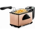 thumbnail image 1 of OVENTE Electric Deep Fryer 2L Capacity, Lid with Viewing Window, Adjustable Temperature, Removable Frying Basket & Cool Touch Handle, 1500W Power, Easy to Clean Stainless Steel Body, Copper FDM2201CO, 1 of 9