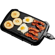 OVENTE Electric Griddle with 16" x 10" Flat Non-Stick Cooking Surface, Black GD1610B