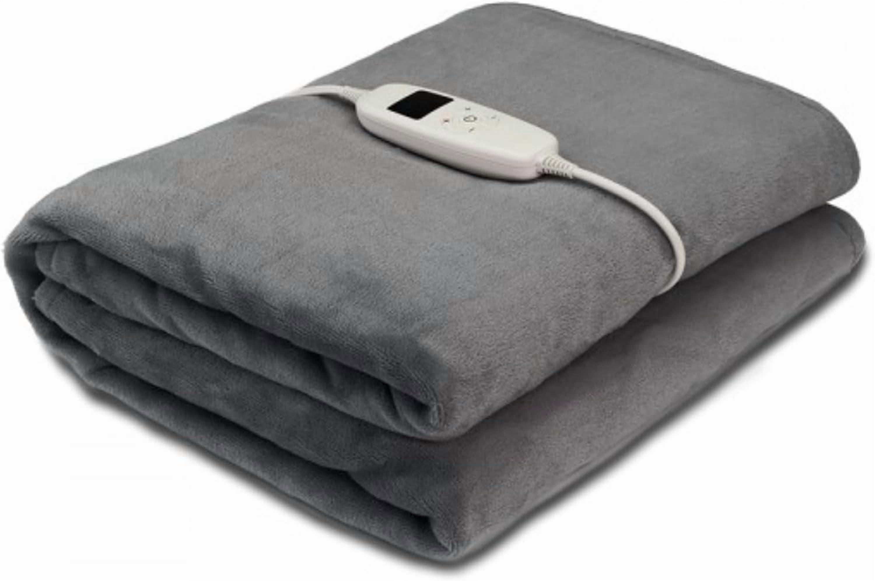 OVENTE Electric Heated Throw Blanket 50''x60'' with 10 Heat Settings, 1-8Hr Adjustable Timer, Over-Heat Protection, Auto Shut-Off, Fast Heating and Machine Washable for Home Office Use, Grey BL5810G