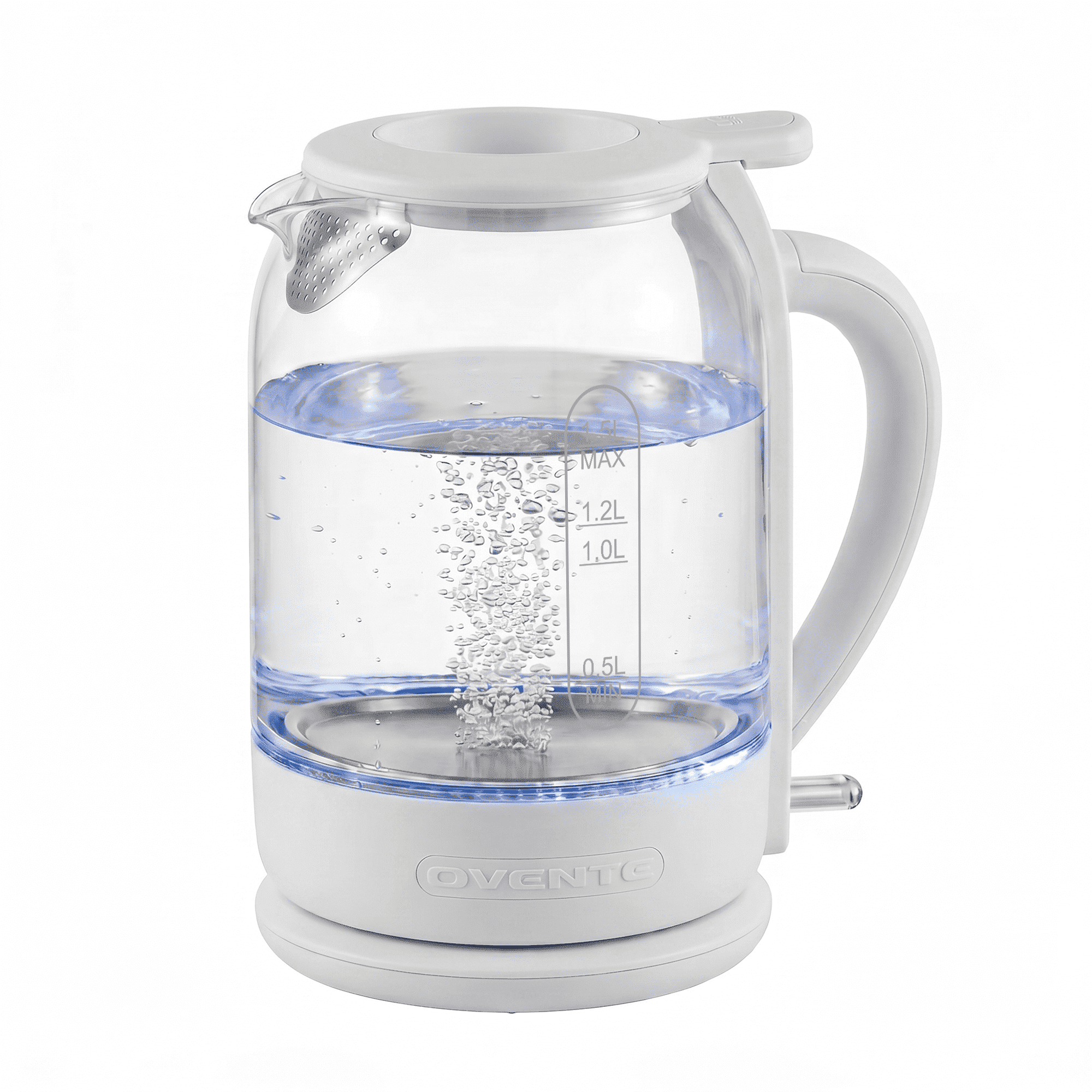 Glass Filling Tooth OVENTE 1.5L Glass Electric Kettle Water Boiler, White KG516W | 1500W ...