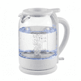 thumbnail image 1 of OVENTE 1.5L Glass Electric Kettle Water Boiler, White KG516W | 1500W Fast Boiling, Easy Fill Lid, Stainless Steel Filter, LED Indicator, Auto Shut-Off, Boil-Dry Protection, 360° Base, 1 of 8