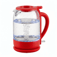 thumbnail image 1 of OVENTE 1.5L Glass Electric Kettle Water Boiler, Red KG516R | 1500W Fast Boiling, Easy Fill Lid, Stainless Steel Filter, LED Indicator, Auto Shut-Off, Boil-Dry Protection, 360° Base, 1 of 8