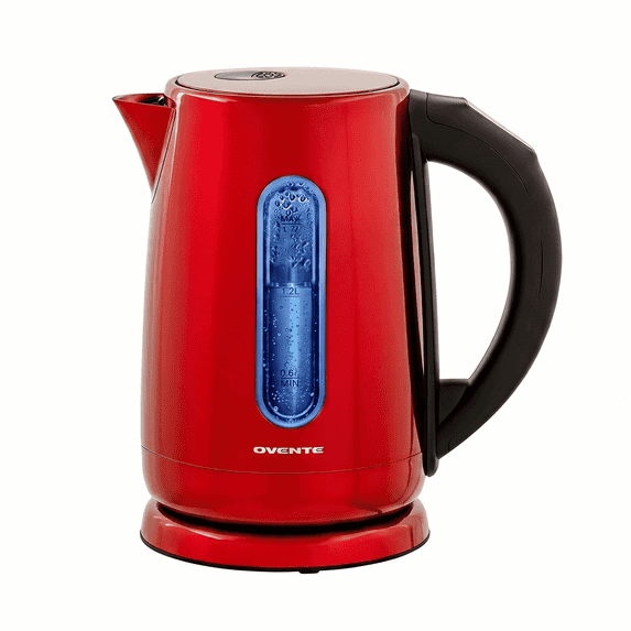 OVENTE 1.7L Electric Kettle with Temperature Control, 1100W, Red KS58R | Stainless Steel Water Boiler and Heater, Keep Warm Function, Auto Shut-Off, Boil-Dry Protection and Lift-Off Cordless Design