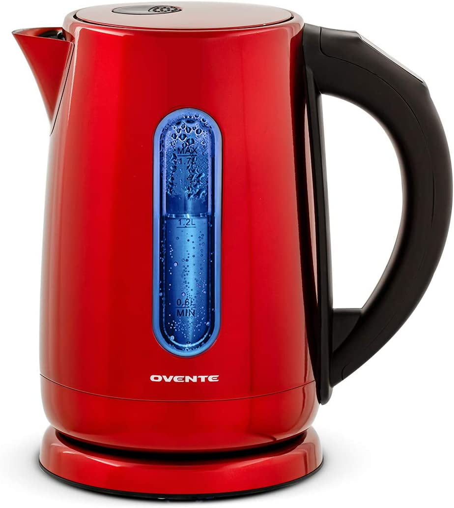 Ovente Electric Stainless Steel Hot Water Kettle 1.7 Liter with 5 Temperature  Control & Concealed Heating Element, BPA-Free 1100 Watt Tea Maker with Auto  Shut-Off and Keep Warm Setting, Red KS89R 
