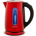 thumbnail image 1 of OVENTE Electric Hot Water Kettle 1.7 Liter, 1100 Watt Portable Stainless Steel Tea Maker with 5 Temperature Heat Control Setting Keep Warm Feature Auto Shut-Off and Boil Dry Protection, Red KS58R, 1 of 8