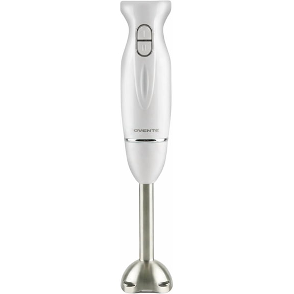 OVENTE Immersion Hand Blender, 300W Electric Handheld Stick Mixer with 2 Mixing Speeds and Stainless Steel Blades for Smoothies, Purees & Baby Food, White HS560W
