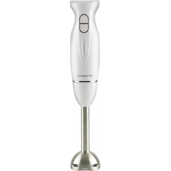 OVENTE Immersion Hand Blender, 300W Electric Handheld Stick Mixer with 2 Mixing Speeds and Stainless Steel Blades for Smoothies, Purees & Baby Food, White HS560W